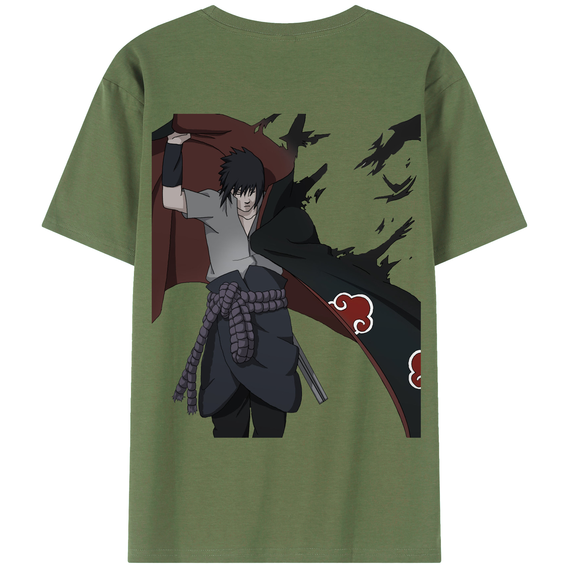 （画像用） NARUTO -ナルト- うちは サスケ Uchiha Sasuke 綿100％ メンズ半袖Tシャツ（バックプリント） 通気性